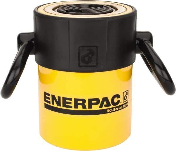 Enerpac - 50 Ton, 2" Stroke, 22.09 Cu In Oil Capacity, Portable Hydraulic Single Acting Cylinder - 11.04 Sq In Effective Area, 6.94" Lowered Ht., 8.94" Max Ht., 3.75" Cyl Bore Diam, 3.125" Plunger Rod Diam, 10,000 Max psi - Caliber Tooling