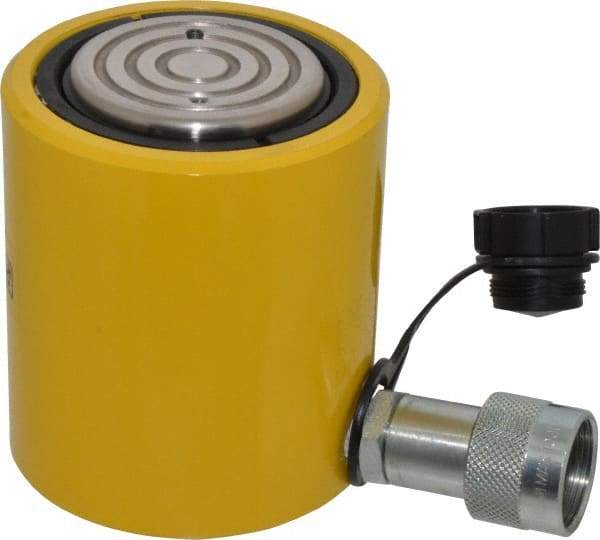 Enerpac - 30 Ton, 2.44" Stroke, 15.82 Cu In Oil Capacity, Portable Hydraulic Low Profile Cylinder - 6.49 Sq In Effective Area, 4.63" Lowered Ht., 7.06" Max Ht., 2.88" Cyl Bore Diam, 2.62" Plunger Rod Diam, 10,000 Max psi - Caliber Tooling