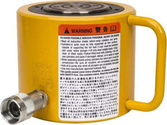 Enerpac - 100 Ton, 2.25" Stroke, 44.18 Cu In Oil Capacity, Portable Hydraulic Low Profile Cylinder - 19.64 Sq In Effective Area, 5.56" Lowered Ht., 7.81" Max Ht., 5" Cyl Bore Diam, 3.63" Plunger Rod Diam, 10,000 Max psi - Caliber Tooling