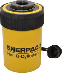 Enerpac - 20 Ton, 2" Stroke, 9.46 Cu In Oil Capacity, Portable Hydraulic Hollow Hole Cylinder - 4.73 Sq In Effective Area, 6.38" Lowered Ht., 8.38" Max Ht., 2.88" Cyl Bore Diam, 2.13" Plunger Rod Diam, 10,000 Max psi - Caliber Tooling