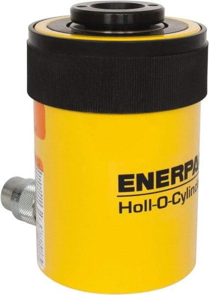 Enerpac - 30 Ton, 2.5" Stroke, 18.05 Cu In Oil Capacity, Portable Hydraulic Hollow Hole Cylinder - 7.22 Sq In Effective Area, 7.03" Lowered Ht., 9.53" Max Ht., 3.5" Cyl Bore Diam, 2.5" Plunger Rod Diam, 10,000 Max psi - Caliber Tooling