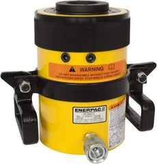 Enerpac - 60 Ton, 3" Stroke, 38.2 Cu In Oil Capacity, Portable Hydraulic Hollow Hole Cylinder - 12.73 Sq In Effective Area, 9.75" Lowered Ht., 12.75" Max Ht., 4.88" Cyl Bore Diam, 3.63" Plunger Rod Diam, 10,000 Max psi - Caliber Tooling