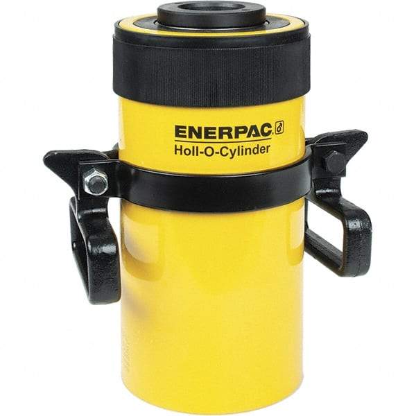 Enerpac - 60 Ton, 6" Stroke, 76.41 Cu In Oil Capacity, Portable Hydraulic Hollow Hole Cylinder - 12.73 Sq In Effective Area, 12.75" Lowered Ht., 18.75" Max Ht., 4.88" Cyl Bore Diam, 3.63" Plunger Rod Diam, 10,000 Max psi - Caliber Tooling