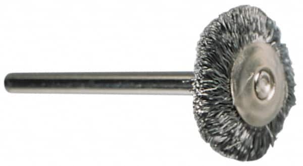 Value Collection - 1/8" Brush Diam, Crimped, End Brush - 1/8" Diam Shank, 15,000 Max RPM - Caliber Tooling
