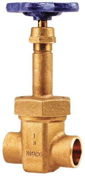 NIBCO - 1-1/4" Pipe, Class 150, Soldered Bronze Solid Wedge Rising Stem Gate Valve with Oxygen Service - 300 WOG, 150 WSP, Bolted Bonnet - Caliber Tooling