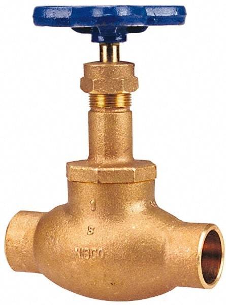 NIBCO - 2" Pipe, Soldered Ends, Bronze Integral Globe Valve - PTFE Disc, Screw-In Bonnet, 200 psi WOG, 125 psi WSP, Class 125 - Caliber Tooling