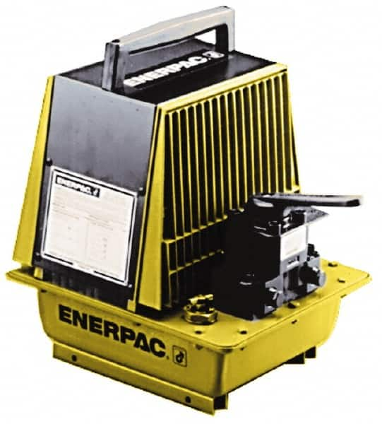 Enerpac - 10,000 psi Air-Hydraulic Pump & Jack - 2 Gal Oil Capacity, 3-Way, 2 Position Valve, Use with Single Acting Cylinders, Advance & Retract - Caliber Tooling