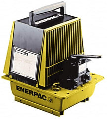 Enerpac - 10,000 psi Air-Hydraulic Pump & Jack - 1 Gal Oil Capacity, 4-Way, 3 Position Valve, Use with Double Acting Cylinders, Advance, Hold & Retract - Caliber Tooling