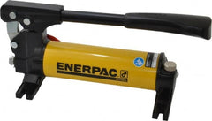 Enerpac - 1" Piston Stroke, 1/2" Piston Diam, 0.15 Cu In per Stroke, 22 Cu In Reservoir Capacity, Manual Hydraulic Pump - 2,850 psi, 34 Lbs. Max Handle Effort, 1 Stage - Caliber Tooling