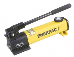 Enerpac - 1" Piston Stroke, 7/16" Diam, 0.151 Cu In per Stroke, 55 Cu In Reservoir Capacity, Manual Hydraulic Pump - 10,000 psi, 72 Lbs. Max Handle Effort - Caliber Tooling