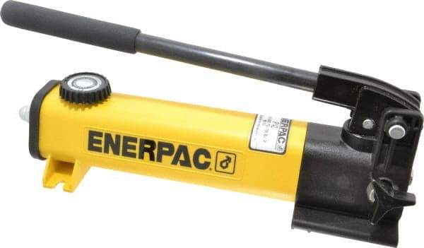 Enerpac - 1/2" Piston Stroke, 3/4" Diam, 0.221, 0.055" Cu In per Stroke, 20 Cu In Reservoir Capacity, Manual Hydraulic Pump - 10,000 psi, 78 Lbs. Max Handle Effort - Caliber Tooling