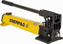 Enerpac - 1" Piston Stroke, 0.94" Diam, 0.687, 0.151" Cu In per Stroke, 55 Cu In Reservoir Capacity, Manual Hydraulic Pump - 10,000 psi, 93 Lbs. Max Handle Effort - Caliber Tooling