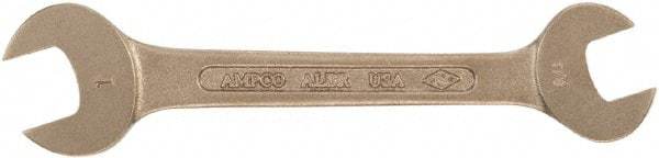 Ampco - 25mm x 28mm Nonsparking Open End Wrench - 10-1/4" OAL, Double End, Plain Finish - Caliber Tooling