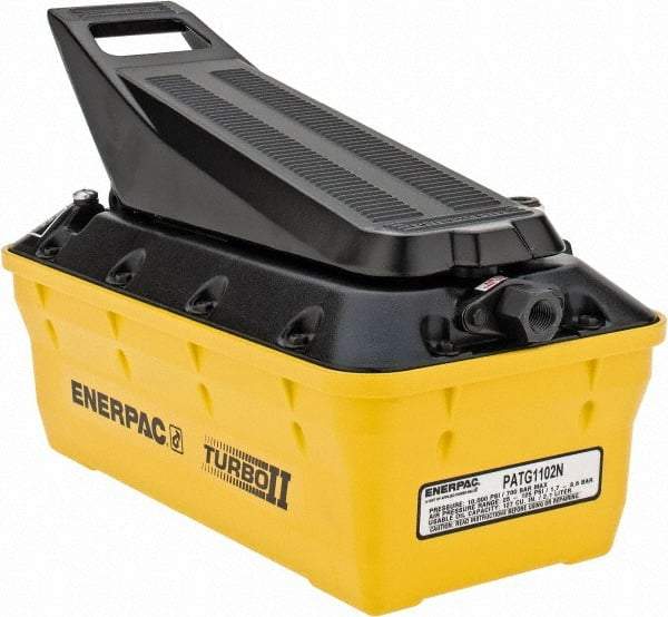 Enerpac - 10,000 psi Air-Hydraulic Pump & Jack - 127 Cu In Oil Capacity, Use with Single Acting Cylinders, Advance, Hold & Retract - Caliber Tooling