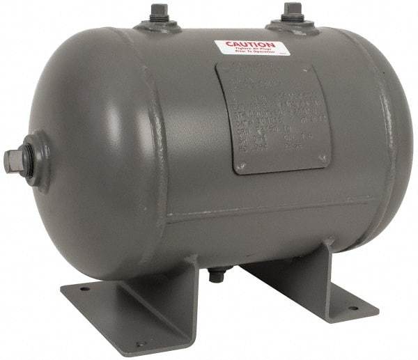 Made in USA - 4.7 Gallon, 200 Max psi Universal Horizontal Tank - 3/4" Inlet, 16" Tank Length x 10" Tank Diam - Caliber Tooling