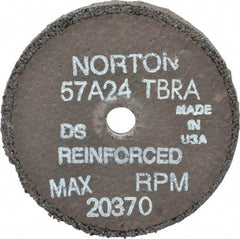 Norton - 3" Diam x 3/8" Hole x 1/4" Thick, T Hardness, 24 Grit Surface Grinding Wheel - Aluminum Oxide, Type 1, Very Coarse Grade, 20,370 Max RPM, No Recess - Caliber Tooling