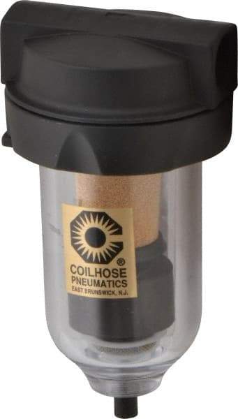 Coilhose Pneumatics - 3/8" Port, 5" High, FRL Filter with Polycarbonate Bowl & Automatic Drain - 150 Max psi, 120°F Max, 4 oz Bowl Capacity - Caliber Tooling