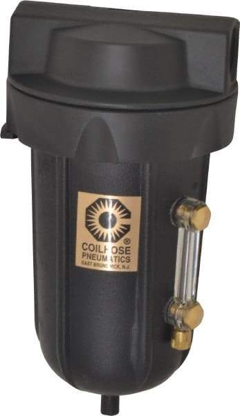 Coilhose Pneumatics - 1/2" Port, 7" High, FRL Filter with Aluminum Bowl & Automatic Drain - 250 Max psi, 250°F Max, 8 oz Bowl Capacity - Caliber Tooling