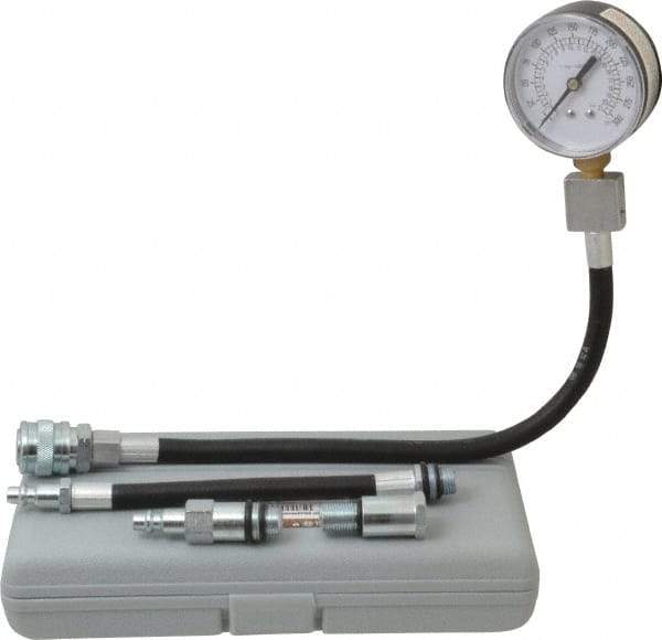 Value Collection - 12" Hose Length, 0 to 300 psi, Mechanical Automotive Compression Tester - 5 Lb Graduation, Steel - Caliber Tooling