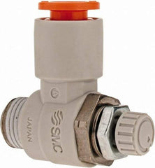 SMC PNEUMATICS - 1/4" Tube OD x 1/8" Male NPT Flow Control Elbow Valve - Meter Out - Caliber Tooling