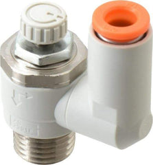 SMC PNEUMATICS - 1/4" Tube OD x 1/4" Male NPT Flow Control Offset Inline Valve - Meter Out - Caliber Tooling