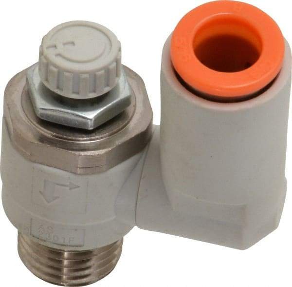 SMC PNEUMATICS - 5/16" Tube OD x 1/4" Male NPT Flow Control Offset Inline Valve - Meter Out - Caliber Tooling