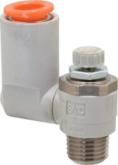 SMC PNEUMATICS - 3/8" Tube OD x 1/4" Male NPT Flow Control Offset Inline Valve - Meter Out - Caliber Tooling