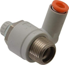 SMC PNEUMATICS - 1/4" Tube OD x 3/8" Male NPT Flow Control Offset Inline Valve - Meter Out - Caliber Tooling