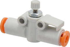 SMC PNEUMATICS - 5/32" Tube OD x M5 Body Flow & Speed Control Valve - Speed Control Inline Type with One Touch Fitting - Caliber Tooling