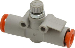 SMC PNEUMATICS - 1/4" Tube OD x 1/8 Body Flow & Speed Control Valve - Speed Control Inline Type with One Touch Fitting - Caliber Tooling