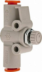 SMC PNEUMATICS - 1/4" Tube OD x 1/4 Body Flow & Speed Control Valve - Speed Control Inline Type with One Touch Fitting - Caliber Tooling