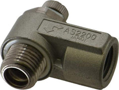 SMC PNEUMATICS - 1/4" Male NPT x 1/4" Female NPT Flow & Speed Control Valve - Elbow Type - Caliber Tooling