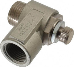 SMC PNEUMATICS - 3/8" Male NPT x 3/8" Female NPT Flow & Speed Control Valve - Elbow Type - Caliber Tooling