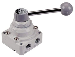 SMC PNEUMATICS - 1/2" NPT Rotary Hand Air Valve - 3 Position, 3.1 CV Rate, 150 Max psi & 140°F Max Temp - Caliber Tooling