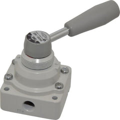 SMC PNEUMATICS - 1/4" NPT Rotary Hand Air Valve - 3 Position, 0.4 CV Rate, 150 Max psi & 140°F Max Temp - Caliber Tooling