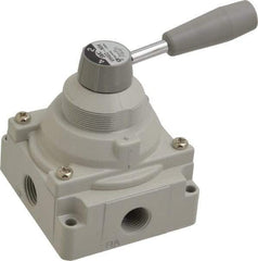 SMC PNEUMATICS - 1/2" NPT Rotary Hand Air Valve - 2 Position, 3.1 CV Rate, 150 Max psi & 140°F Max Temp - Caliber Tooling