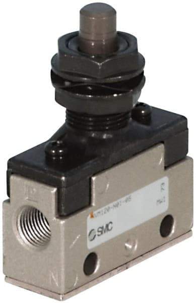 SMC PNEUMATICS - 1.00 CV Rate, 1/4" NPT Inlet Mechanical Valve - 3 Way, 2 Ports, Plunger Roller Plunger Inline - Caliber Tooling