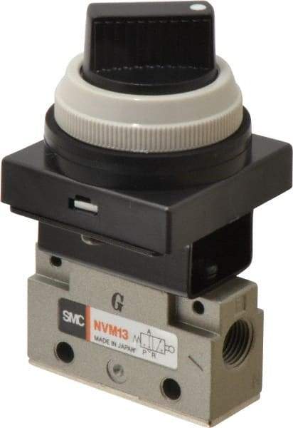 SMC PNEUMATICS - 0.14 CV Rate, 1/8" NPT Inlet Mechanical Valve - 3-Way, 2 Position - Caliber Tooling