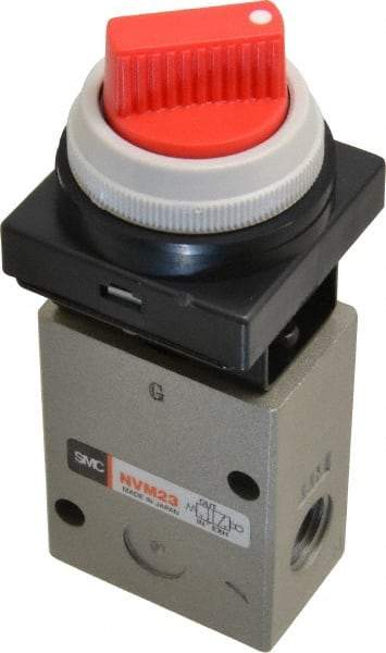 SMC PNEUMATICS - 1.00 CV Rate, 1/4" NPT Inlet Mechanical Valve - 3 Way, 2 Ports - Caliber Tooling