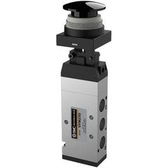 SMC PNEUMATICS - 1.00 CV Rate, 1/4" NPT Inlet Mechanical Valve - 4 Way, 5 Ports, Push Button Mushroom - Caliber Tooling