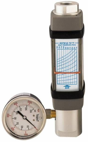 Hedland - 1/4" NPTF Port Compressed Air & Gas Flowmeter - 600 Max psi, 30 SCFM, Anodized Aluminum - Caliber Tooling