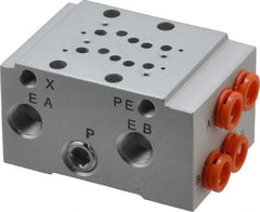 SMC PNEUMATICS - 0.3 CV Flow Rate, 2 Station Pilot Operated Solenoid Valve - 1/4" Push to Connect Inlet, Bar Manifold Base Mounted - Caliber Tooling