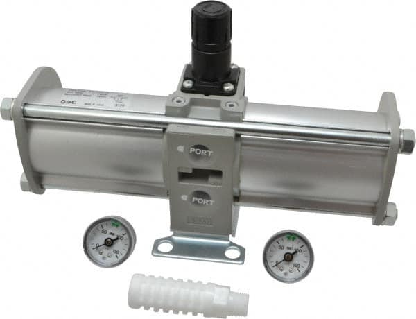 SMC PNEUMATICS - 3/8" NPT Booster Regulator - 28 Max SCFM, 1:2 Pressure Increase Ratio, 150 Max psi - Caliber Tooling