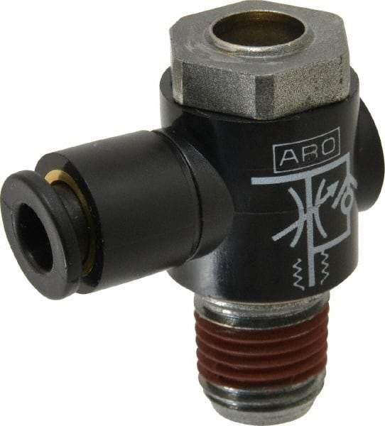 ARO/Ingersoll-Rand - 1/4" Male NPT x 1/4" Female NPT Right Angle Flow Control Valve - Caliber Tooling