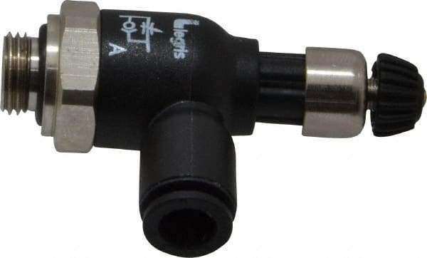 Legris - 6mm Tube OD x 1/8 Male BSPP Compact Meter Out Flow Control Valve - 14.5 to 145 psi, Nylon - Caliber Tooling