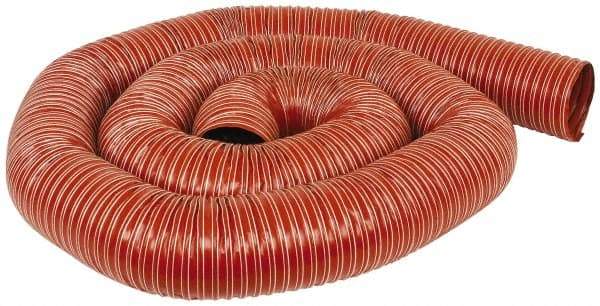 Hi-Tech Duravent - 4" ID, 7 Hg Vac Rating, 13 psi, Fiberglass Vacuum & Duct Hose - 12' Long, Brick Red, 2" Bend Radius, -65 to 450°F (Intermittent to 500) - Caliber Tooling