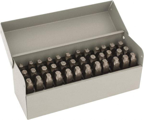 C.H. Hanson - 36 Piece, 1/4" Character Steel Stamp Set - Letters & Figures, Low Stress Round Face Dot - Caliber Tooling