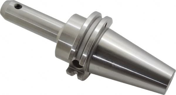 Accupro - CAT40 Taper Shank 1/4" Hole End Mill Holder/Adapter - 20mm Nose Diam, 4" Projection, 5/8-11 Drawbar, Through-Spindle & DIN Flange Coolant - Exact Industrial Supply