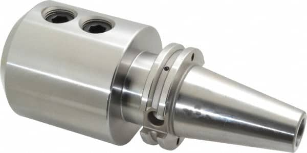 Accupro - CAT40 Taper Shank 1-1/2" Hole End Mill Holder/Adapter - 3" Nose Diam, 4-1/2" Projection, 5/8-11 Drawbar, Through-Spindle & DIN Flange Coolant - Exact Industrial Supply