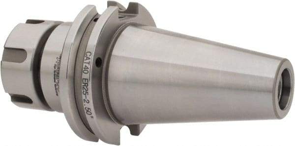 Accupro - 0.039" to 0.629" Capacity, 2-1/2" Projection, CAT40 Taper Shank, ER25 Collet Chuck - 0.0002" TIR, Through-Spindle & DIN Flange Coolant - Exact Industrial Supply